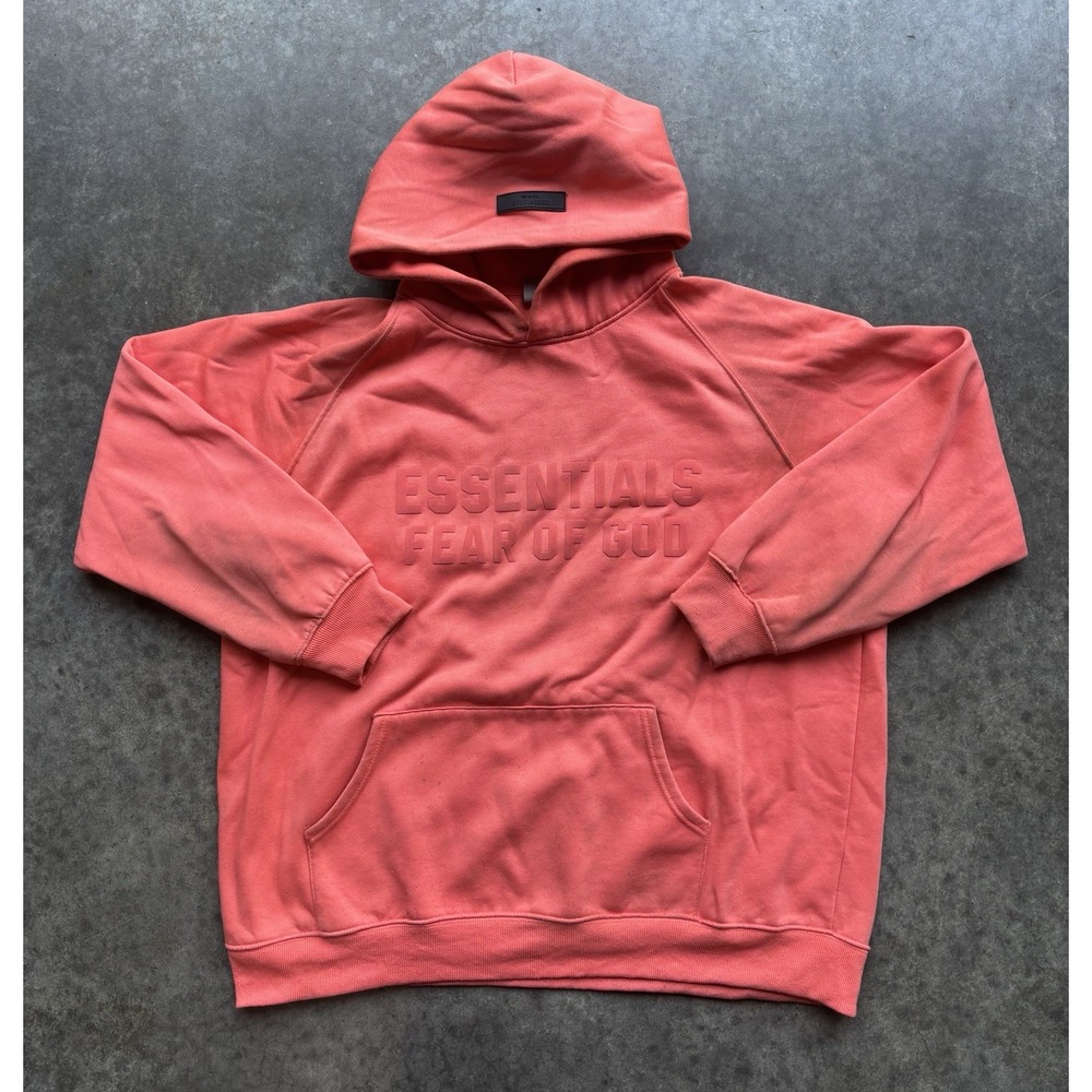 Fear of God Essentials Hoodie Coral Men's Size XL Pullover Hoodie FOG